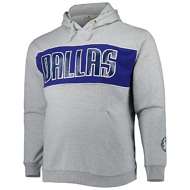 Men's Fanatics Branded Heather Gray Dallas Mavericks Big & Tall Wordmark Pullover Hoodie