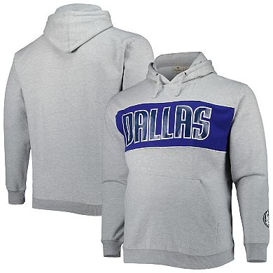 Men's Fanatics Branded Heather Gray Dallas Mavericks Big & Tall Wordmark Pullover Hoodie