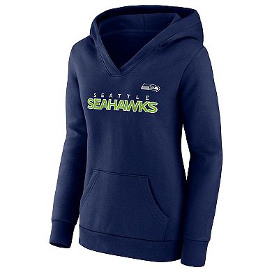 Women's Fanatics Branded College Navy Seattle Seahawks Iconic Cotton Fleece Checklist Pullover Hoodie
