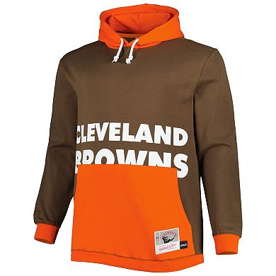 Men's Mitchell & Ness Brown/Orange Cleveland Browns Big & Tall Big Face Pullover Hoodie
