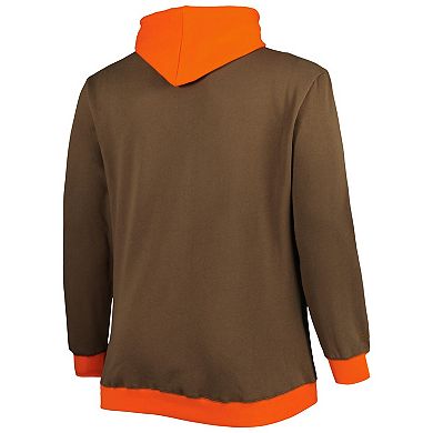 Men's Mitchell & Ness Brown/Orange Cleveland Browns Big & Tall Big Face Pullover Hoodie