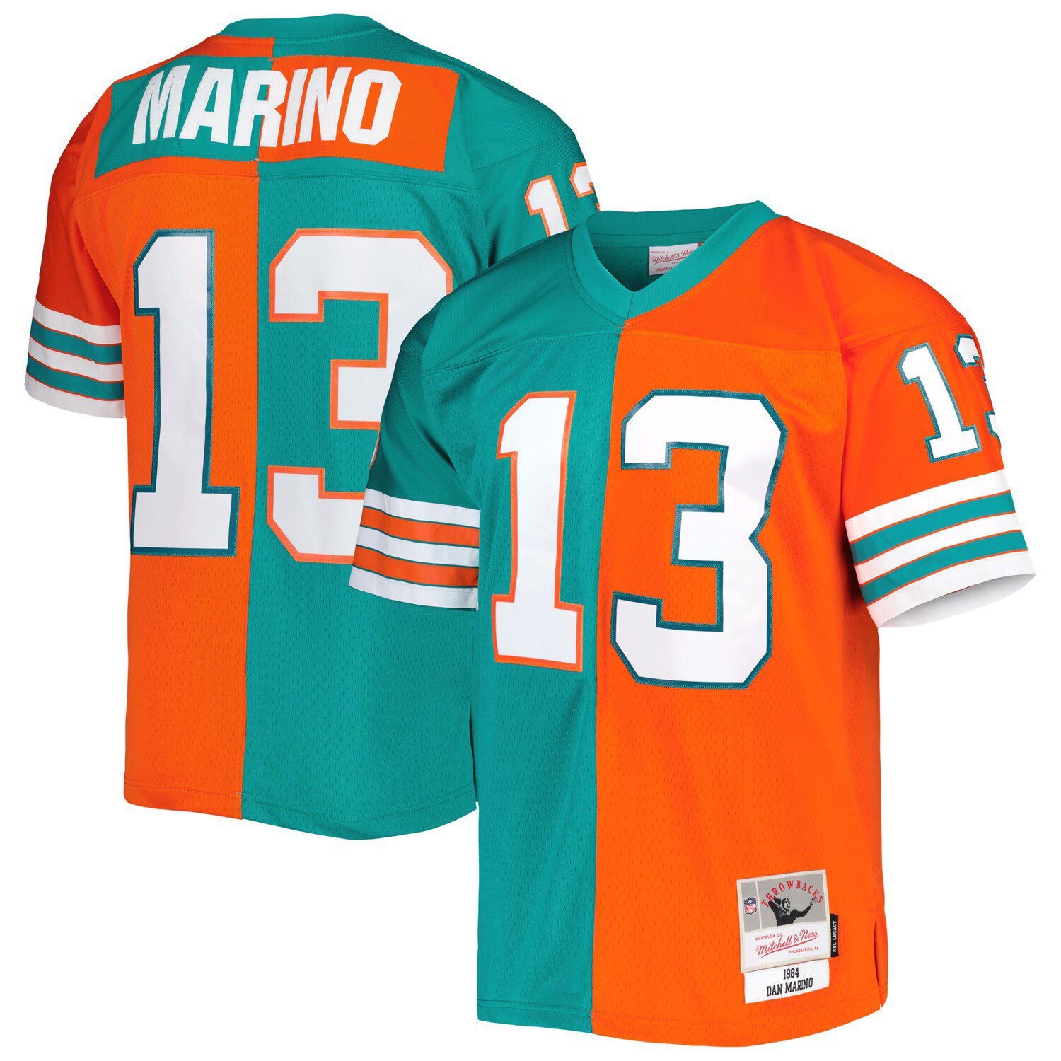 Men's Mitchell & Ness Miami Dolphins Dan Marino Aqua Retired Player Name & Number T-Shirt