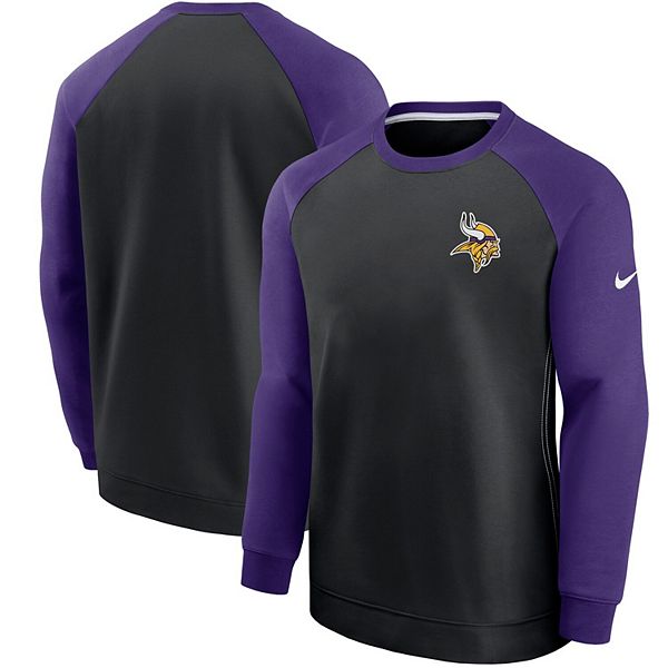 Men's Nike Black/Purple Minnesota Vikings Throwback Raglan Long