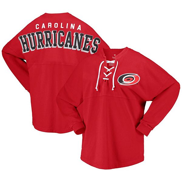 Women's Fanatics Branded Red Carolina Hurricanes Spirit LaceUp VNeck