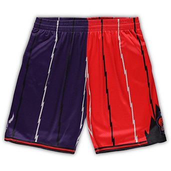 Men's Mitchell & Ness Purple/Red Toronto Raptors Big & Tall Hardwood Classics Split Swingman Shorts