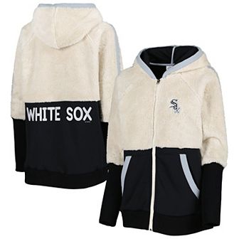 Women's G-III 4Her by Carl Banks Oatmeal/Black Chicago White Sox Shuffle It Raglan Full-Zip Hoodie