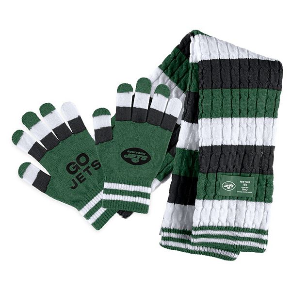 Women's WEAR by Erin Andrews New York Jets Striped Scarf & Gloves Set