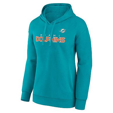 Women's Fanatics Aqua Miami Dolphins Iconic Cotton Fleece Checklist Pullover Hoodie