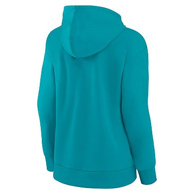 Women's Fanatics Aqua Miami Dolphins Iconic Cotton Fleece Checklist Pullover Hoodie
