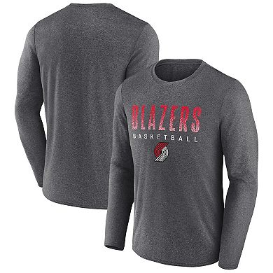 Men's Fanatics Branded Heathered Charcoal Portland Trail Blazers Where Legends Play Iconic Practice Long Sleeve T-Shirt