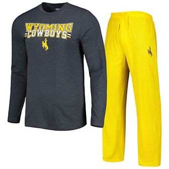 Men's Concepts Sport Gold/Charcoal Wyoming Cowboys Meter Long Sleeve T-Shirt & Pants Sleep Set