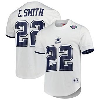 Men's Mitchell & Ness Emmitt Smith White Dallas Cowboys Retired Player Name & Number Mesh Top