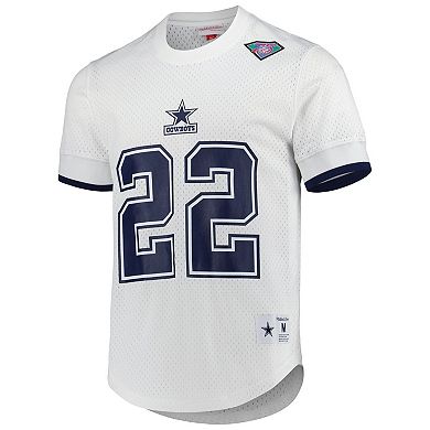 Men's Mitchell & Ness Emmitt Smith White Dallas Cowboys Retired Player Name & Number Mesh Top