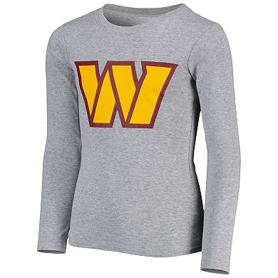 Youth Heather Gray Washington Football Team Long Sleeve T-Shirt & Pants Sleep Set