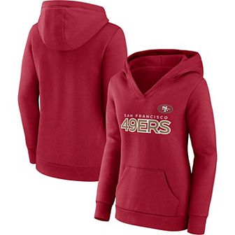 Women's Fanatics Branded Scarlet San Francisco 49ers Checklist Crossover V-Neck Pullover Hoodie