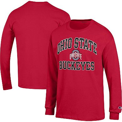 Men's Champion Scarlet Ohio State Buckeyes High Motor Long Sleeve T-Shirt