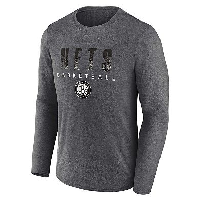Men's Fanatics Branded Heathered Charcoal Brooklyn Nets Where Legends Play Iconic Practice Long Sleeve T-Shirt