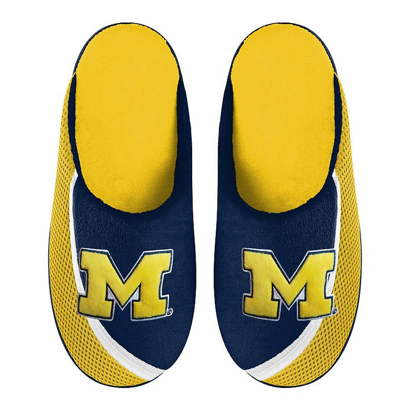 Mens FOCO Michigan Wolverines Big Logo Color Edge Slippers, Size: Small, Y