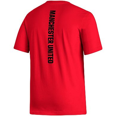 Men's adidas Red Manchester United Vertical Back T-Shirt