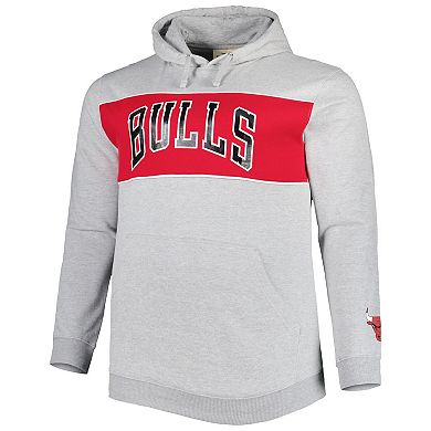 Men's Fanatics Branded Heather Gray Chicago Bulls Big & Tall Wordmark Pullover Hoodie