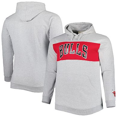 Men's Fanatics Branded Heather Gray Chicago Bulls Big & Tall Wordmark Pullover Hoodie