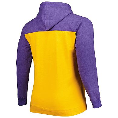 Men's Fanatics Branded Gold/Purple Los Angeles Lakers Big & Tall Down and Distance Full-Zip Hoodie
