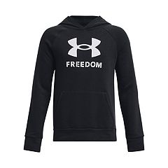  Under Armour boys Rival Fleece Full Zip Hoodie, (001) Black / /  White, X-Small: Clothing, Shoes & Jewelry