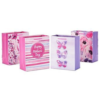 Hallmark 9 in Medium Mother's Day Gift Bag Bundle (4 Bags: Florals, Wildflowers, -in.Happy Mother's Day,-in. Butterflies) for Moms, Grandmothers, Sisters, Baby Showers