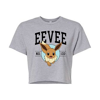 Juniors' Pokémon Eevee Collegiate Cropped Graphic Tee