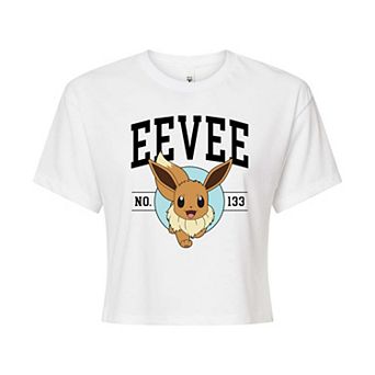 Juniors' Pokémon Eevee Collegiate Cropped Graphic Tee