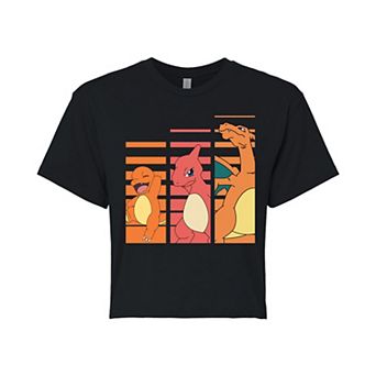 Juniors' Pokémon Charmander Evolution Cropped Graphic Tee