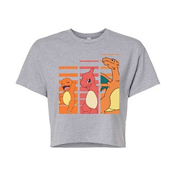 Juniors' Pokémon Charmander Evolution Cropped Graphic Tee