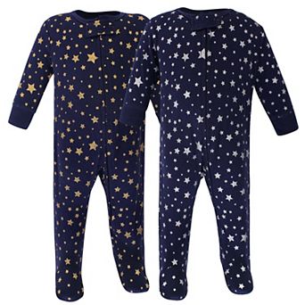 Hudson Baby Baby Cotton Zipper Sleep and Play 2 pk Metallic Stars