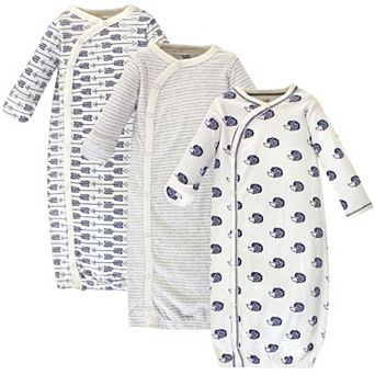 Touched by Nature Baby Organic Cotton Side-Closure Snap Long-Sleeve Gowns 3 pk