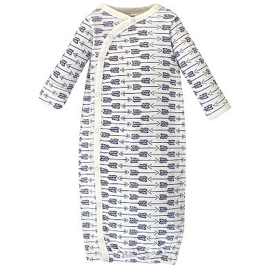 Touched by Nature Baby Organic Cotton Side-Closure Snap Long-Sleeve Gowns 3pk