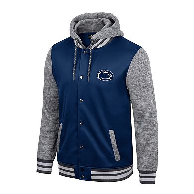 Men's Colosseum Navy Penn State Nittany Lions Robinson Hoodie Full-Snap Jacket
