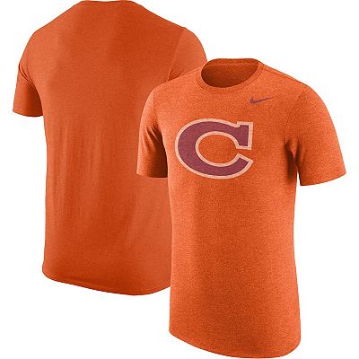 Men s Nike Heather Orange Clemson Tigers Vintage Logo Tri Blend T Shirt