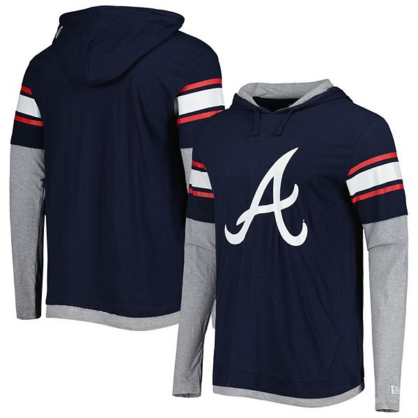 Men's New Era Blue Atlanta Braves Raglan Quarter-Zip Hoodie