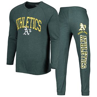 Men's Concepts Sport Green Oakland Athletics Inertia Raglan Long Sleeve Henley T-Shirt