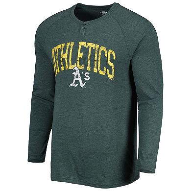 Men's Concepts Sport Green Oakland Athletics Inertia Raglan Long Sleeve Henley T-Shirt