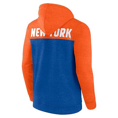 Men's Fanatics Branded Heathered Royal/Heathered Orange New York Mets Blown Away Full-Zip Hoodie