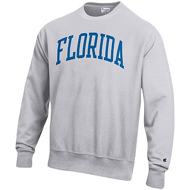 Men's Champion Heathered Gray Florida Gators Big & Tall Reverse Weave Fleece Crewneck Pullover Sweatshirt