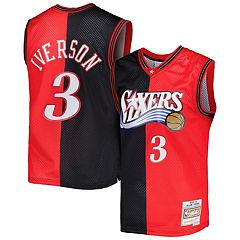 Men's Mitchell & Ness Allen Iverson Black/Red Philadelphia 76ers Big & Tall  Name & Number