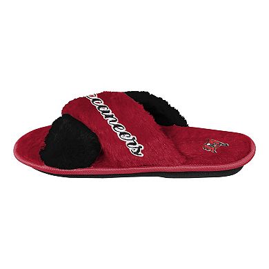 Women's FOCO Red Tampa Bay Buccaneers Two-Tone Crossover Faux Fur Slide Slippers