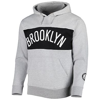 Men's Fanatics Branded Heather Gray Brooklyn Nets Wordmark French Terry Pullover Hoodie