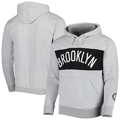 Men's Fanatics Branded Heather Gray Brooklyn Nets Wordmark French Terry Pullover Hoodie