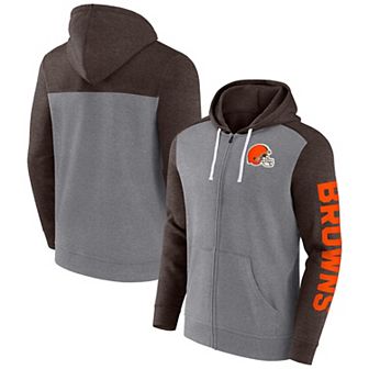 Men's Fanatics Branded Heather Gray Cleveland Browns Down and Distance Full-Zip Hoodie
