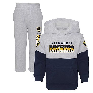 Toddler Navy/Heather Gray Milwaukee Brewers Two-Piece Playmaker Set