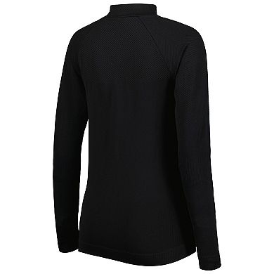 Women's Levelwear Black Houston Astros Verse Asymmetrical Raglan Tri-Blend Quarter-Zip Jacket