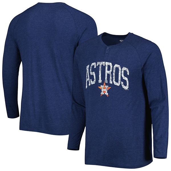 Men's Concepts Sport Navy Houston Astros Inertia Raglan Long Sleeve Henley  T-Shirt